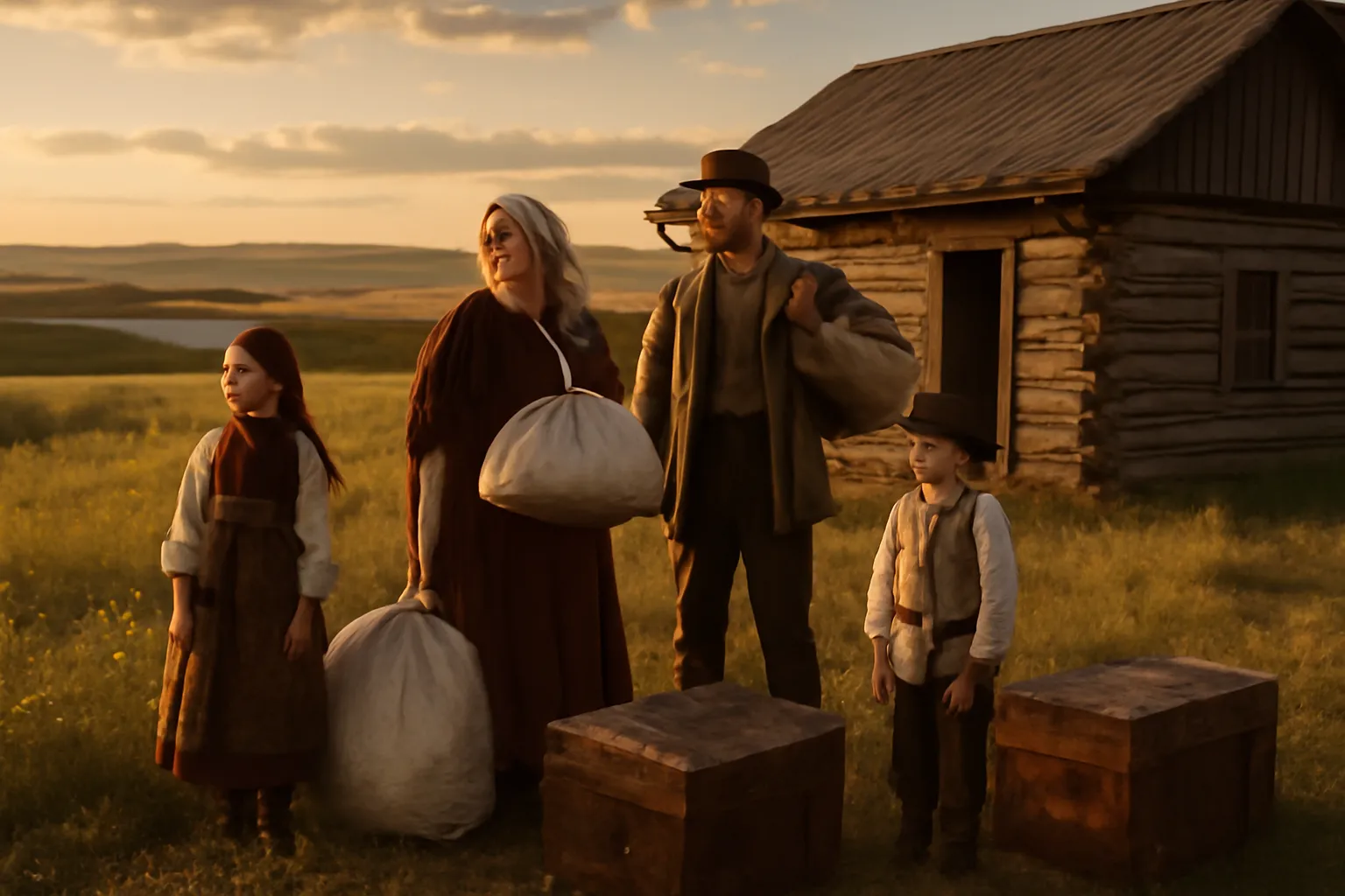 Early Ukrainian homestead on the Canadian prairies