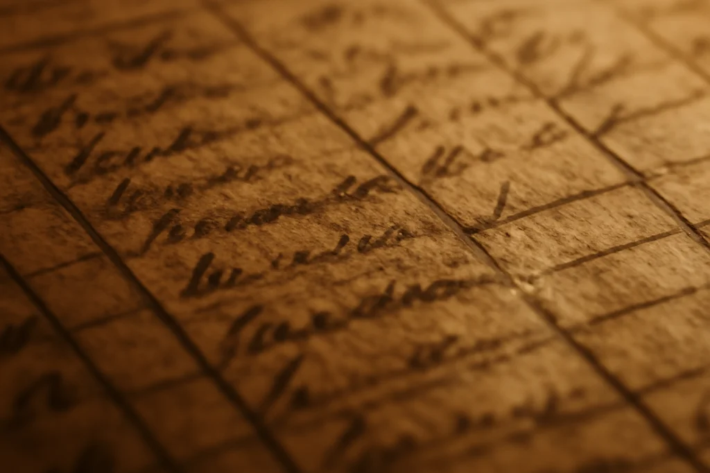 Close-up of an aged handwritten border-crossing manifest ledger page
