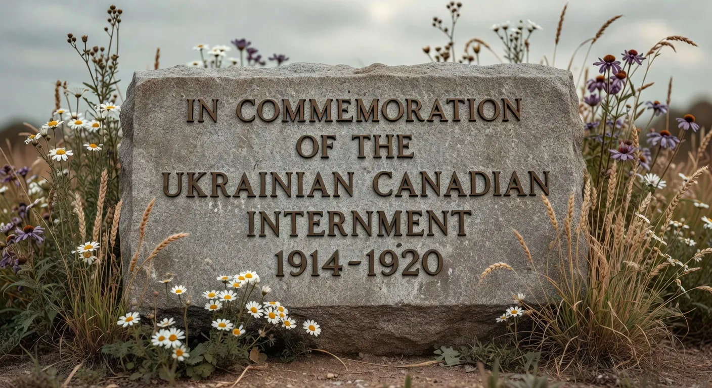 Ukrainian Canadian internment memorial marker — a dark chapter in the history of Ukrainian immigration to Canada