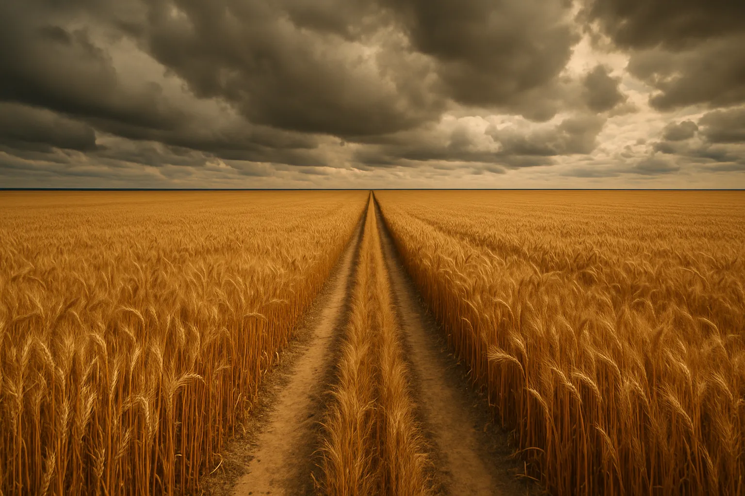 Golden wheat field in Ukraine stretching to the horizon, symbolic of Ukrainian agricultural heritage