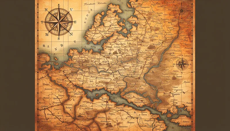 Antique map of Galicia showing village names